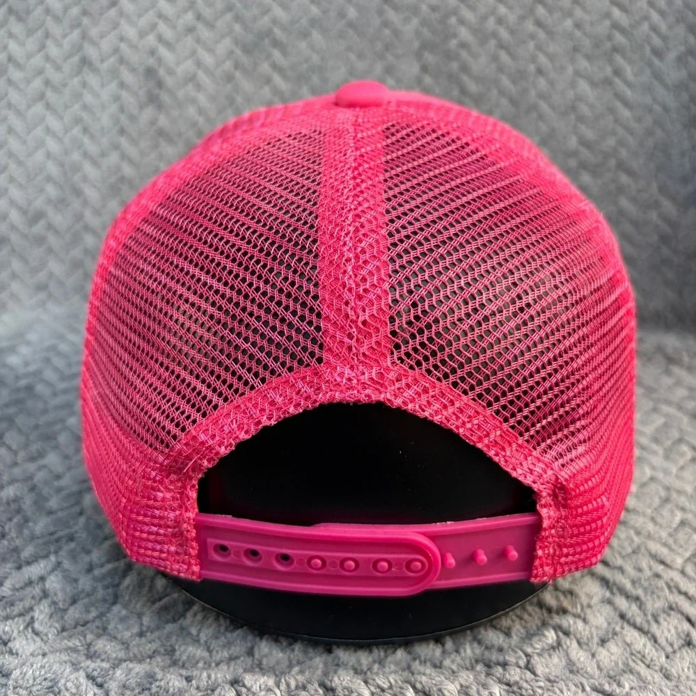 Neon Pink Smiley Face Foam Trucker Hat Mesh Snapback Adjustable Cap 0689